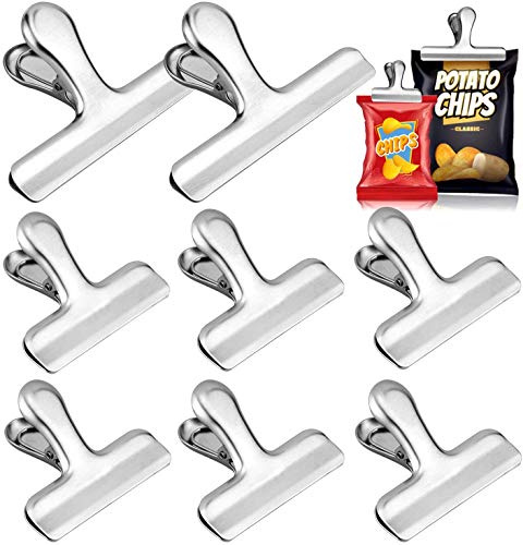 HOT BARGAINS Food Bag Clips, Various Pack Stainless Steel, 3-Inch Wide Heavy-Duty Sealing Clips for Chips, Snacks, Coffee, and Food Storage 16pcs (3 INCH, 16, Count)