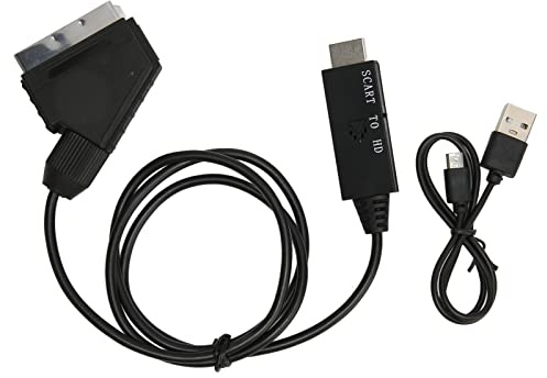 Brrnoo Scart to HD Multimedia Interface Converter, Scart to HD Multimedia Interface Adapter, Kabel für Soundvideo, 1080p 60 Hz, 720p 60 Hz, VHS VCR, DVD -Rekorder -Geräte, Micro -USB