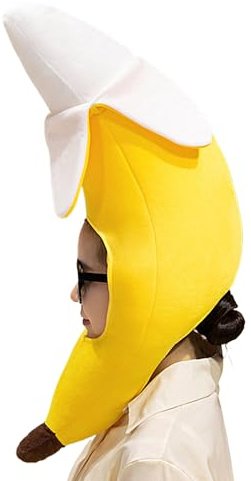Banana Hat – Nylon Cloth 67x26cm | Cute Plush Funny Novelty Costume Cap | Yellow Tropical Cosplay Headgear Photo Prop Dress Up Hat for Teens Men Women Parties Festivals and Holiday Events