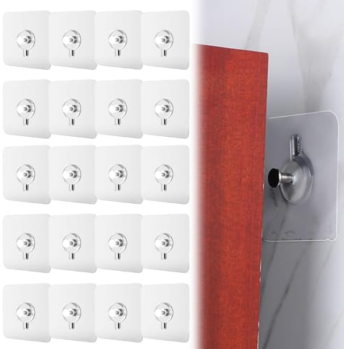 ZESHGON 20 Pcs Self Adhesive Picture Hooks, Transparent Waterproof Frame Hangers, Heavy Duty Wall Hooks No Nails, Stick on Picture Hangers for Frames, Photos, Wall Decoration, 5 kg Load