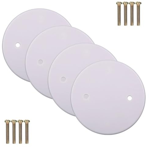 4-Pack White ABS Round Blanking Plate Covers with Screws - Universal Hole Caps for Ceiling Lights, Electrical Outlets, Switch Panels, and Wall Openings