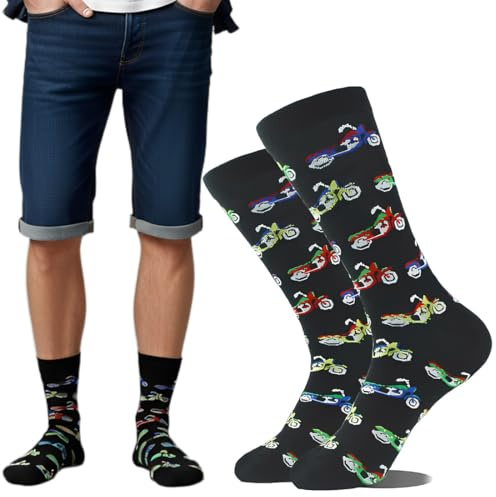 BCHMN Lustige Socken Herren, Motive Motorrad, Socken Motorrad Geschenke für Männer, Weihnachten, Männertag, Valentinstag & Vatertag, Partygeschenke (A)