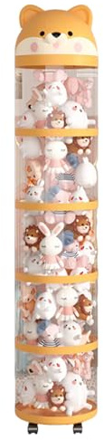 Stuffed Animal Storage Tube, Transparent Plush Display Tube, Stackable Soft Toy Organizer Basket, Cute Doll Holder Standing, Vertical Zoo Bucket, for Nursery Playroom Bedroom Home Decor