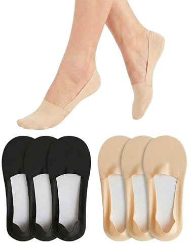 No Show Socks Women Non Slip Invisible Shoe Socks for Loafer Mary Jane | 6 Pairs Trainer Socks Womens Size 7-10 | 100% Cotton Sole & Ice Silk Upper | Thin Low Cut Liner Design | Moisture-Wicking