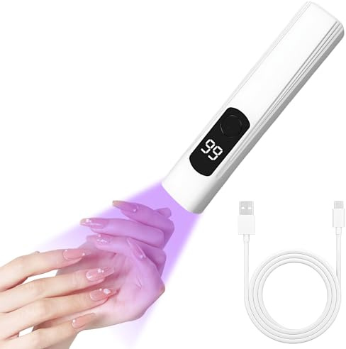 Mini UV Nail Lamp with LED Display 3W USB Rechargeable Handheld Nail Lamp Quick Cure in 20 Seconds / 60-Second Timer Portable Gel Nail Dryer Home & Travel DIY Manicure & Nail Art Equipment