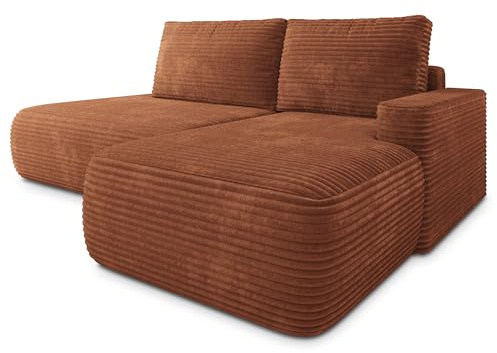 Masseno Ecksofa AVINI T R-S mit Schlaffunktion L-Form, Klassisch Sofa mit Bettkasten, Wohnzimmersofa, Couch, Soffa, Bettsofa, Couchgarnitur - Grün, TILIA 39
