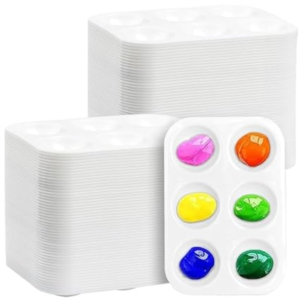 Générique Palette de plateau peinture blanche à 6 puits, for l'huile et l'aquarelle(100Pcs 6 Wells)