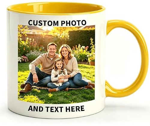 Rainsar Personalised Mug Custom Photo 11oz Ceramic Coffee Cup | Design with Your Picture & Text, Microwave & Dishwasher Safe, Thoughtful Gift for Mum Dad