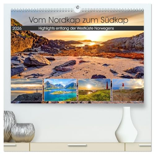 Vom Nordkap zum Südkap (hochwertiger Premium Wandkalender 2026 DIN A2 quer), Kunstdruck in Hochglanz: Die schönsten Highlights entlang der Westküste Norwegens (CALVENDO Orte)