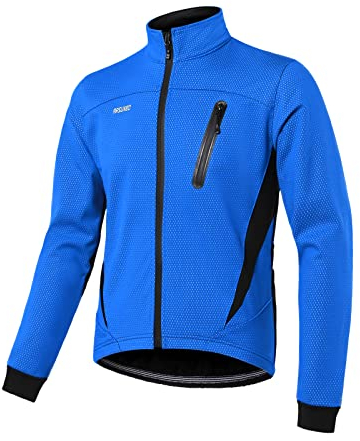 ARSUXEO Radjacke Herren Winter Thermal MTB Bike Jacke Softshell Mantel für Wasser- und Winddicht 16H Blau XXL