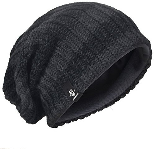 HISSHE Herren Übergröße Beanie Slouch Schädel Kappe Stricken Winter Strickmütze B08 (103Grau)