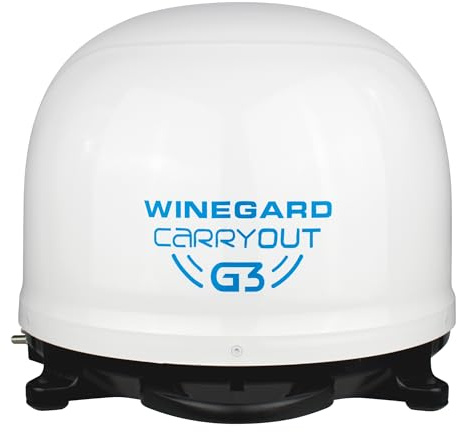 Winegard GM‑9000 Carryout G3 - Automatic Portable Satellite TV Antenna - Dual Receiver Outputs – DIRECTV, Dish & Bell - RV, Camping, Tailgating & Outdoor Entertainment - White