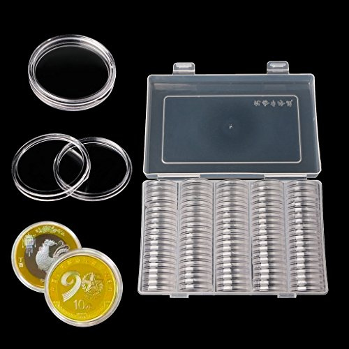 SimpleLife Capsules de pièces de Monnaie 100-27mm Contenant des pièces de Monnaie Contenant avec Rangement Organisez la boîte - Pack de Collecte Complet pour pièces de Monnaie, boîte Ronde