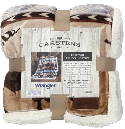 Carstens, Inc. Ultra Premium Sherpa Throw Blanket Überwurfdecke, Buffalo, 54 x 68
