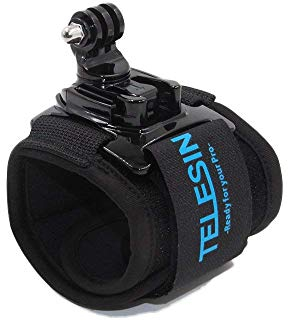 TELESIN Degrés Rotation Bras Poignet de Sangle Dragonne de Main avec J-Crochet Monter Vis pour GoPro Hero 2018/7/ 6/5/4/3/Session, Polaroid/Xiaomi YI/SJCAM…