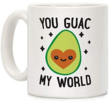 LookHUMAN Keramik-Kaffeetasse You Guac My World, 325 ml, Weiß