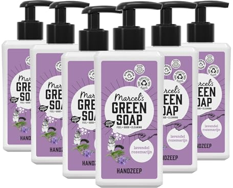 Marcel's Green Soap - Handseife Lavendel & Rosmarin - Flüssigseife Spender - 100 % Umweltfreundlich - 100 % Vegan - 97 % Biologisch abbaubar - 6er-Pack - 250 ml