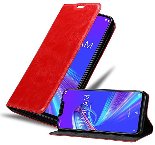 cadorabo Coque pour ASUS ZenFone Max M2 en Rouge DE Pomme - Housse Protection avec Fermoire Magnétique, Stand Horizontal et Fente Carte - Portefeuille Etui Poche Folio Case Cover
