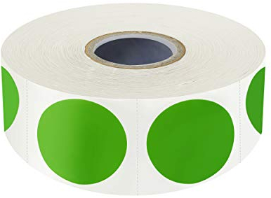 1500 Stück 2,5 cm Markierungspunkte Klebepunkte grüne Aufkleber Etiketten mit Perforationslinie auf einer Rolle zur farblichen Kodierung (jeweils Durchmesser)