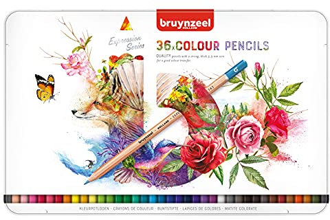 Bruynzeel Expression Buntstifte 36er-Set im Metalletui zum Zeichnen, für Malbücher für Erwachsene, Bullet Journaling
