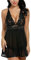 Tuopuda Lingerie Donna Sexy Stampa Pizzo con Scollo a V Erotico Sleepwear Donne Babydoll e G-String Set Camicia da Notte in Pizzo Pigiama Vestaglia Spalline Incrociate Regolabili, Nero, S