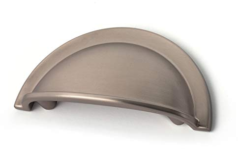 Brushed Nickel Cup Handle 64mm Centres Half Moon Pull for Shaker Kitchen Cupboard Cabinet Doors Drawers
