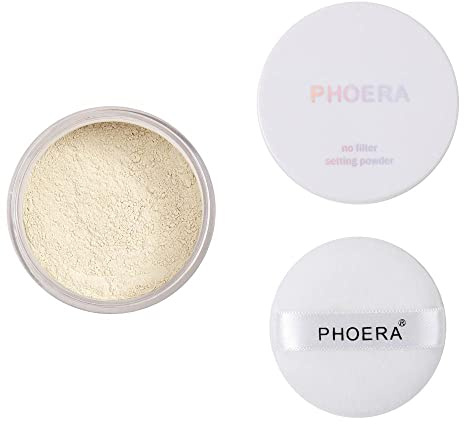 PHOERA Translucent Makeup Setting Matte Face Powder + Puff, Long Lasting Lightweight Foundation Make Up Fixer Beauty Blender Highlighter Palette - Ideal for Flash Photography (102 Cool Beige)