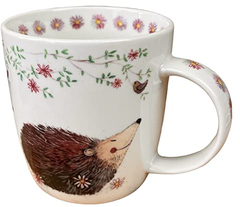 Alex Clark Hedgehog Mug - Wildlife - Flowers - Bird - Original Artwork - Cup for Animal Lovers - Gift Ideas - Perfect for Coffee & Tea - Vegan Friendly - Designed in The UK...