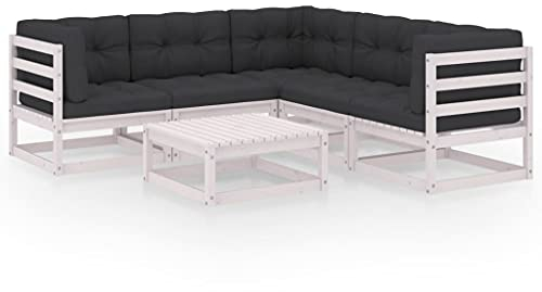 vidaXL Garten Lounge Set 6-TLG., Gartenmöbel Set Sitzgruppe für Garten Terrasse Balkon, Modular Sofa Garnitur mit Kissen, Loungemöbel, Kiefer Massivholz
