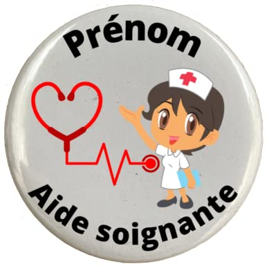 Badge aide-soignante personnalisé avec prénom Cadeau aide-soignante Broche infirmière mignonne Accessoire médical