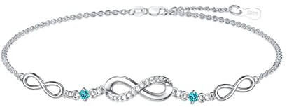 OCJ Infinity Armband Damen 925 Sterling Silber Armbänder Geburtsstein Kristall Armkette Geschenk für Sie Frauen Freundin Mutter (12. Dezember)