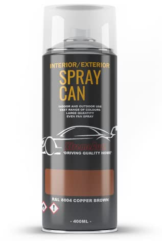 Xtremeauto Spray Paint Finish For Indoor And Outdoor Use Garden Cars Home Kitchen Bathroom Furniture Art Craft Bikes Radiators Metal Wood Plastic Glass UPVC Stone PVC RAL 8004 Copper brown
