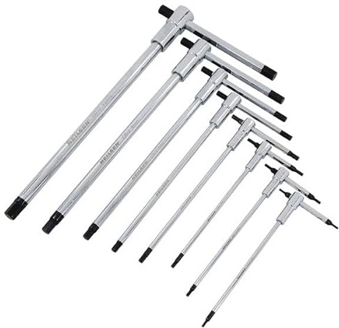 Neilsen CT5613 8pc Sliding T-Handle Hex Wrench Set - Size: 2–10mm | Chrome Vanadium Steel | Chamfered Edges | Mechanic's Foam Tray