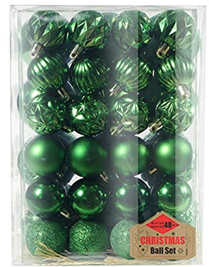 48er Set Christbaumkugeln,6cm Weihnachtskugeln Christbaumschmuck Kugeln Kunststoff Weihnachtskugeln Weihnachtsdeko Set Plastik Bruchsicher Weihnachten Hängende Kugel Weihnachtsbaum Deko,Grün
