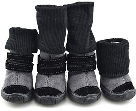YUEMOL Hundeschuhe Haustierschuhe Rutschfeste verschleißfeste kleine und mittlere Hund im Freien Winter warm Schneeschuhe Welpen französische Bulldogsche Schuhe 4 Stück (Color : C, Size : XL)