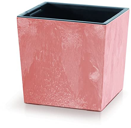 URBNLIVING Large Square Modern Concrete Look Planter Flower Plant Pot Indoor Outdoor Garden Decor Contemporary D24cm xH24cm (Terracotta)