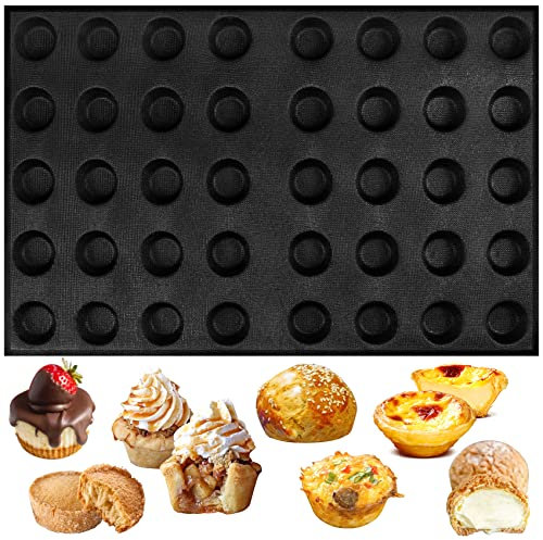 musykrafties 40 Mini Muffin Tray Silicone Mould Bakeware Non-Stick Cupcake Tin Reusable Baking Case Taper Disc Bun Perforated Mesh Baking Sheet