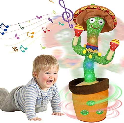 Cactus Che Balla e Ripete,Ballerino Cactus Parlante Registrazione,Giocattolo Educativo Interattivo del Cactus,120 Canzoni,Controllo del Volume,Regali per Bambini e Decorazione