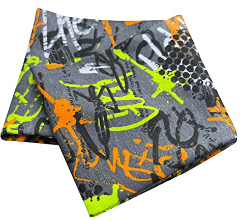 Wollhuhn ÖKO Jungen/Mädchen Cooles Elastisches Stirnband/Haarband Bequem Jersey Baumwolle Viele Motive Kinder (Graffiti Grau/Orange)