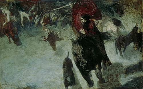 Leinwandbilder Bild Kunst Leinwand Malerei Ölgemälde Die Wilde Jagd von von Stuck für Wanddekoration 60x90cm