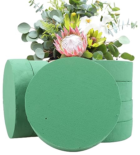 AKOLAFE 8 esponjas Redondas de Espuma de 16,5 x 4 cm para Flores, Color Verde, para Flores Frescas, pequeñas Flores para Manualidades, Bodas, cumpleaños, jardín, apartamento