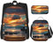 BrUgui 3-teiliges Rucksack-Set, große Kapazität, Reise-Büchertasche mit Federmäppchen und Lunch-Tasche, Strand, Maui, Hawaii, Sonnenuntergang, Meer, Wellen, Wolken