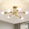 AOLALA Gold Sputnik Ceiling Light Fixture, 6 Light Modern Chandelier, Industrial Adjustable Semi Flush Mount Pendant Lighting