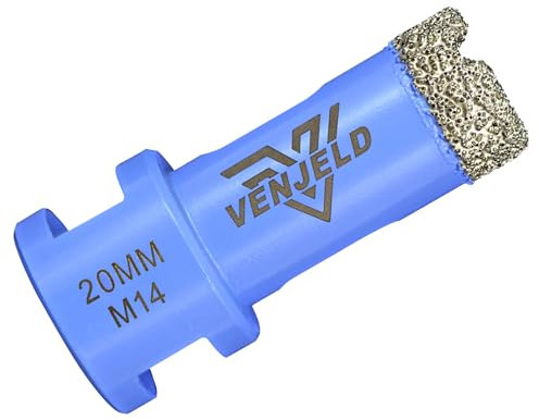 Diamond Tile Drill Bit 20mm Hole Saw with M14 Thread Dry Drilling for Ceramic Porcelain Tile Granite Marble Stone VENJELD