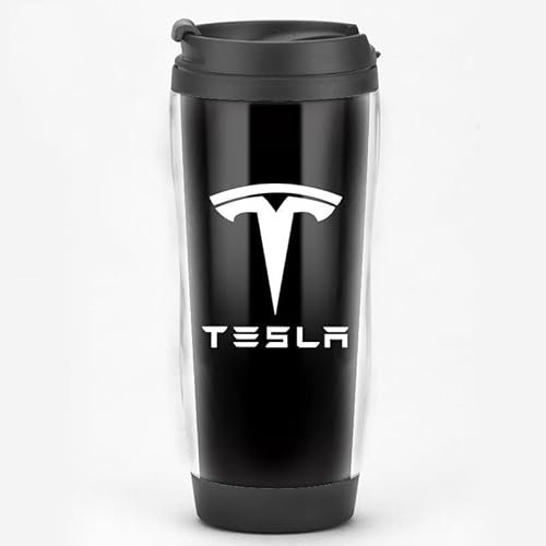 BAUFAS Thermobecher Kaffeebecher, Auslaufsicherer Reisebecher für Tesla Model S/X/Y/3, Isoliert, BPA-frei, Rutschfest, Praktisch, Schwarz, Standard, Zuhause, Reise, Freizeit, Heißgetränke