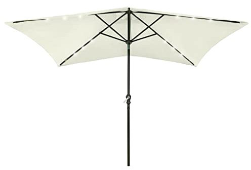 DIGBYS Ombrellone con LED e palo in acciaio sabbia 2x3 m