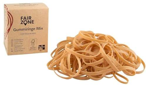 FAIR ZONE - Gummiringe Mix aus Naturkautschuk | 70g Set mit 4 Größen | Umweltfreundlich & Plastikfrei | FSC-Zertifiziert, Natur, Gummi