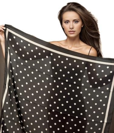 LA FERANI Halstuch Damen Seidentuch schwarz 90x90cm Kreuzfahrt Tuch | Business Style formell Anlässe Geschenk für Sie Mutter Tochter