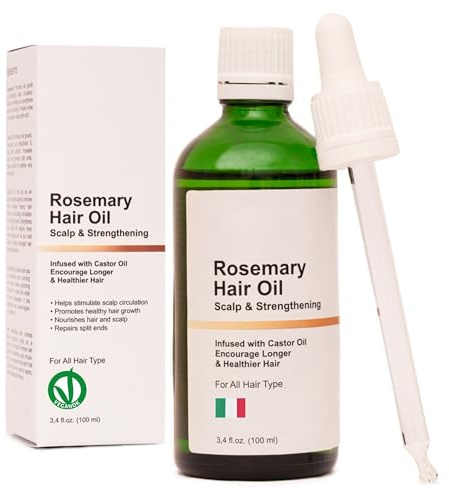 THE JOY - Rosmarinöl für Haarwachstum | VeganOK zertifiziert | Mit Rizinusöl & Jojobaöl | Für gesunde Kopfhaut & Haarstärkung | Hergestellt in Italien, Grün, 100ml