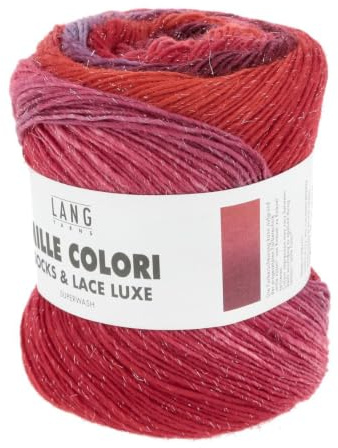 Lang Yarns MILLE COLORI SOCKS AND LACE LUXE 859.0217 - Rot/Dunkelrot/Flieder